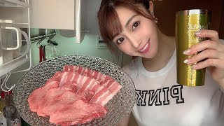 💓スケスケ生配信💓透けるTシャツでおうち焼肉🍖