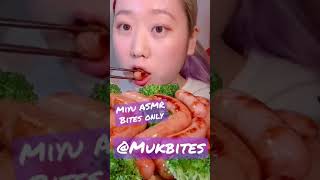 Miyu ASMR fried sausage egg mukbang bites only #shorts #asmr #food #mukbang #new #trend #edit #cake