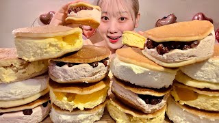 ASMR クリームたっぷり生どら焼き 「Dorayaki」Cream Pancake Sandwich【日本語字幕】【咀嚼音/ Mukbang/ Eating Sounds】