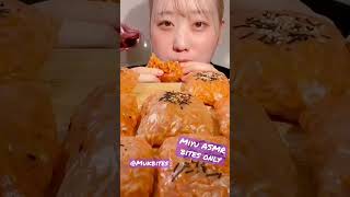 Miyu ASMR cheesy noodles fried egg sausage Mukbang bites only #shorts #fyp #new #asmr #trend #food