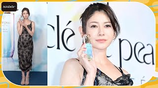 真木よう子、レースのキャミワンピで美デコルテ披露　“美の秘訣”も語る　「輝きの原点にもどる鍵」プレス内覧会に登場